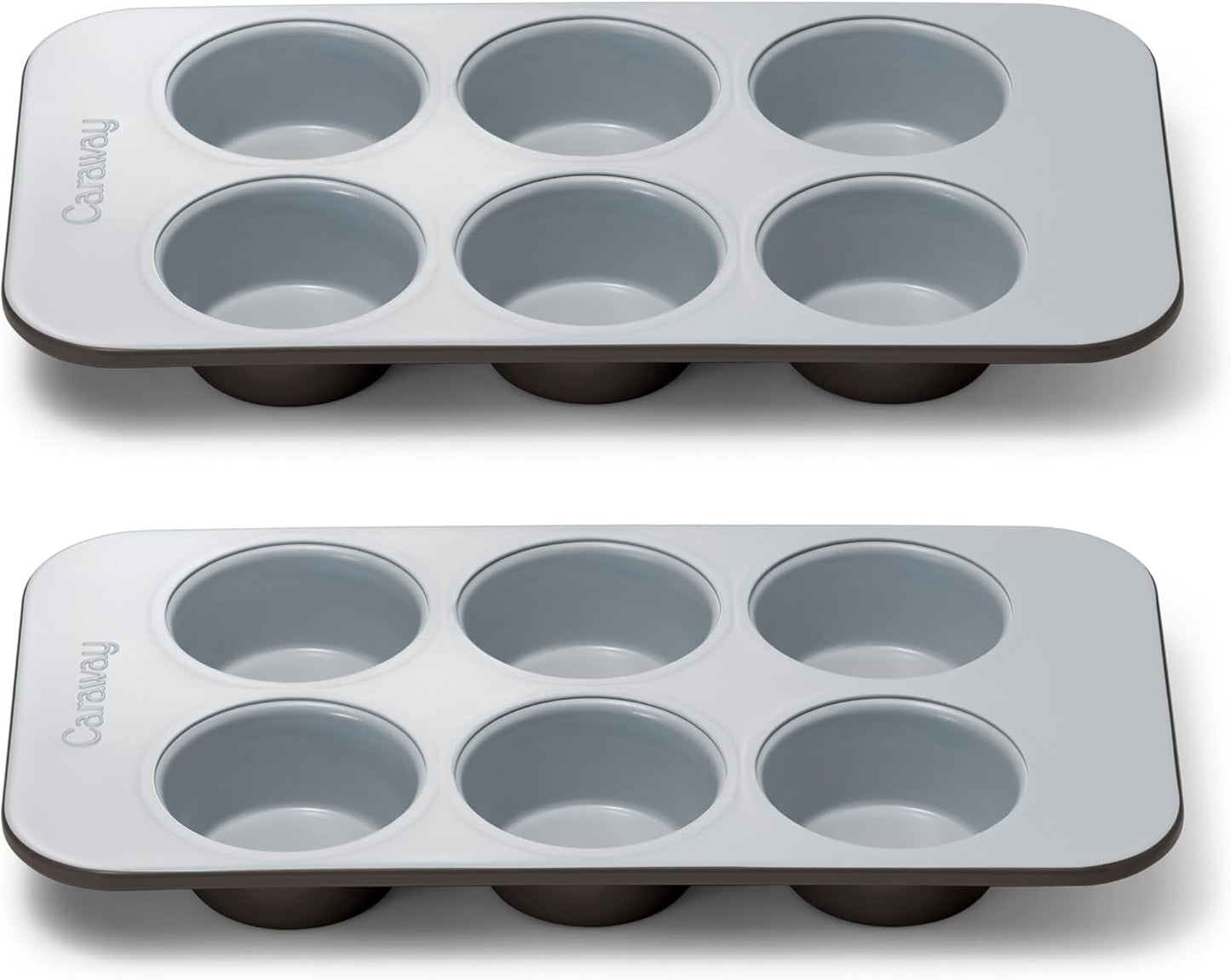 Caraway Nonstick Ceramic 6 Cup Muffin Pan Duo – Non-Toxic, PTFE & PFOA Free – Oven Safe – Aluminized Steel Core – Small Muffin Pan for Baking Cupcakes, Muffins & More - Black