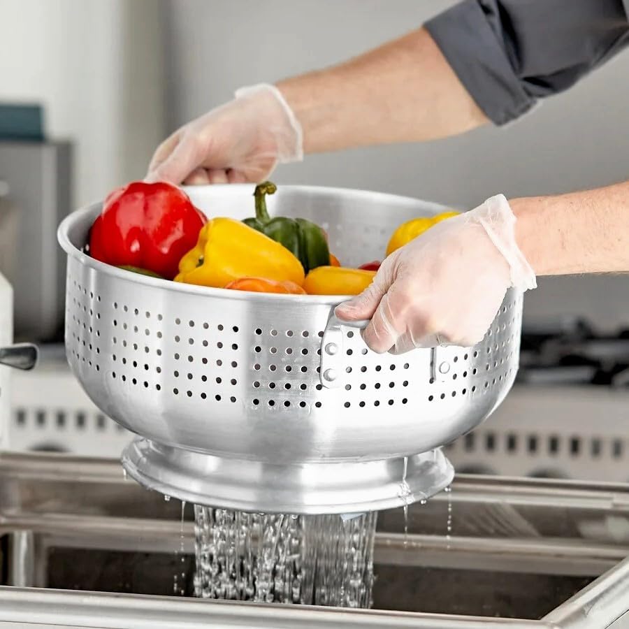 12 Qt. Aluminum Colander with Base and Handles – Heavy Duty Commercial Strainer with Full-Ring Welded Bottom, (15 inches in Diameter) -16-Gauge – Perfect for Pasta, Fruits, Vegetables (1, 12 Quart)
