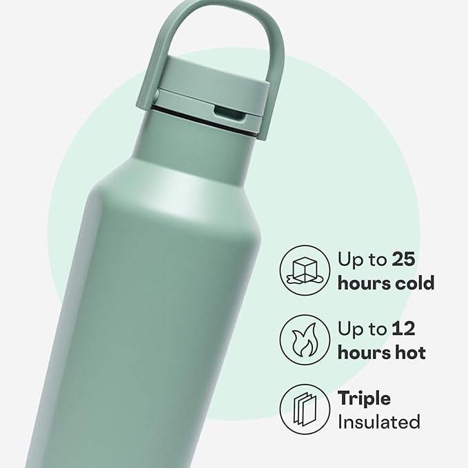 Corkcicle Classic Sport Canteen Insulated Water Bottle - Keeps Beverages Cold 25 Hours - Triple Insulated - Summer Drinkware Gift - Keeps Drinks Ice Cold - Leak-Proof Cap - 20 oz - Thyme