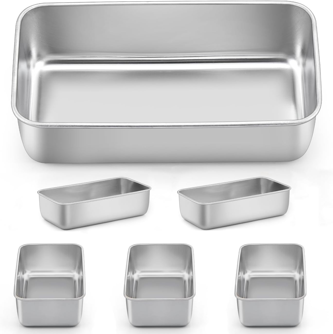 LIANYU 6 Pack Bread Loaf Pans for Baking 9x5 Inch, Stainless Steel Meat Bread Baking Pans, Loaf Tin for Homemade Banana Sandwich Sourdough