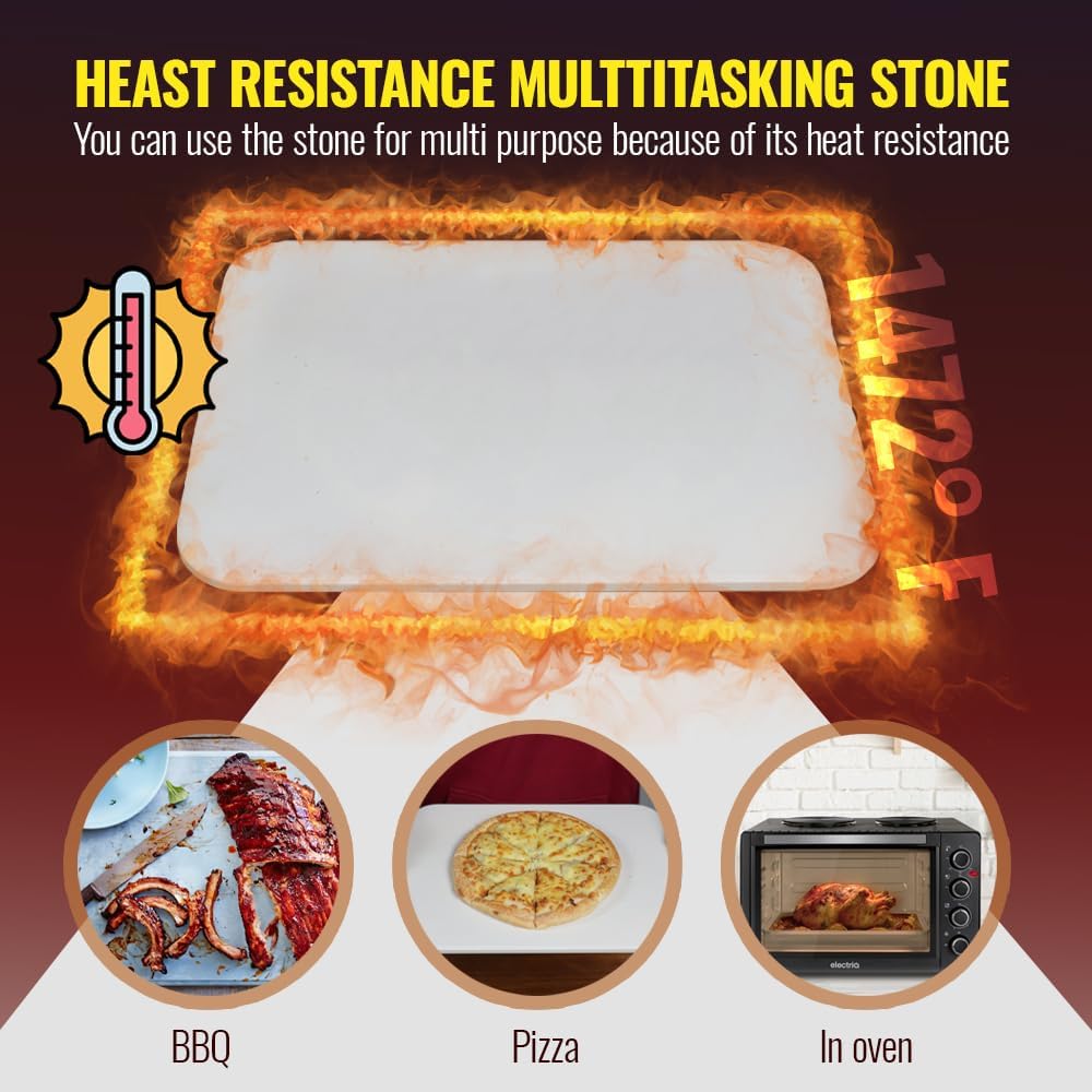 8 PCS Pizza Stone Set, Extra Large 15×12 Inch Pizza Stone for Grill, Rectangle Baking Sone With Pizza Kit for Pizza, Bread, BBQ Grilling, Pizza Peel Set
