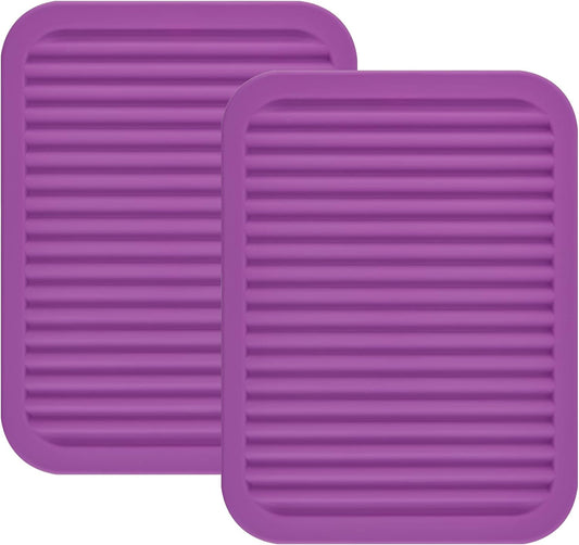 Smithcraft Silicone Trivets Mats for Hot Dishes and Hot Pots, Hot Pads for Countertops, Tables Pot Holders Spoon Rest Small Drying Mats Set of 2 Color Purple