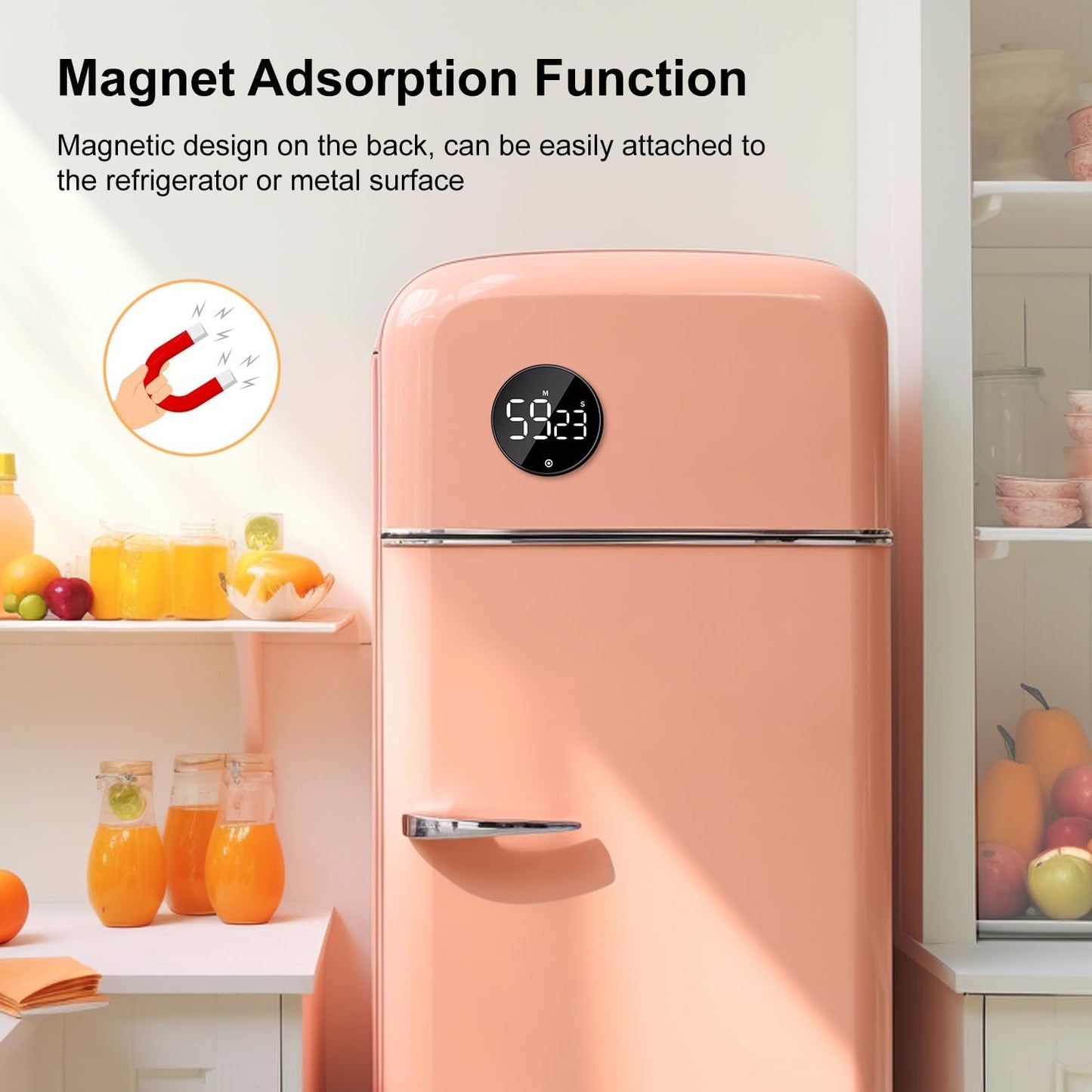 BlueSnail Kitchen Timer with LED Digital Display Smart Efficana for Home Classroom Gym Office, Volume and Brightness Adjustable Productivity Timer (All Black)