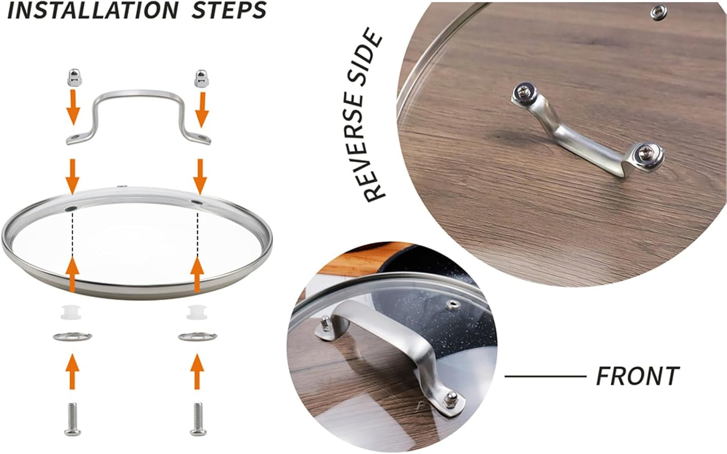 Antrader Tempered Glass Lid,12" Glass Covers for Pots,Pans and Skillets,1Set,Clear