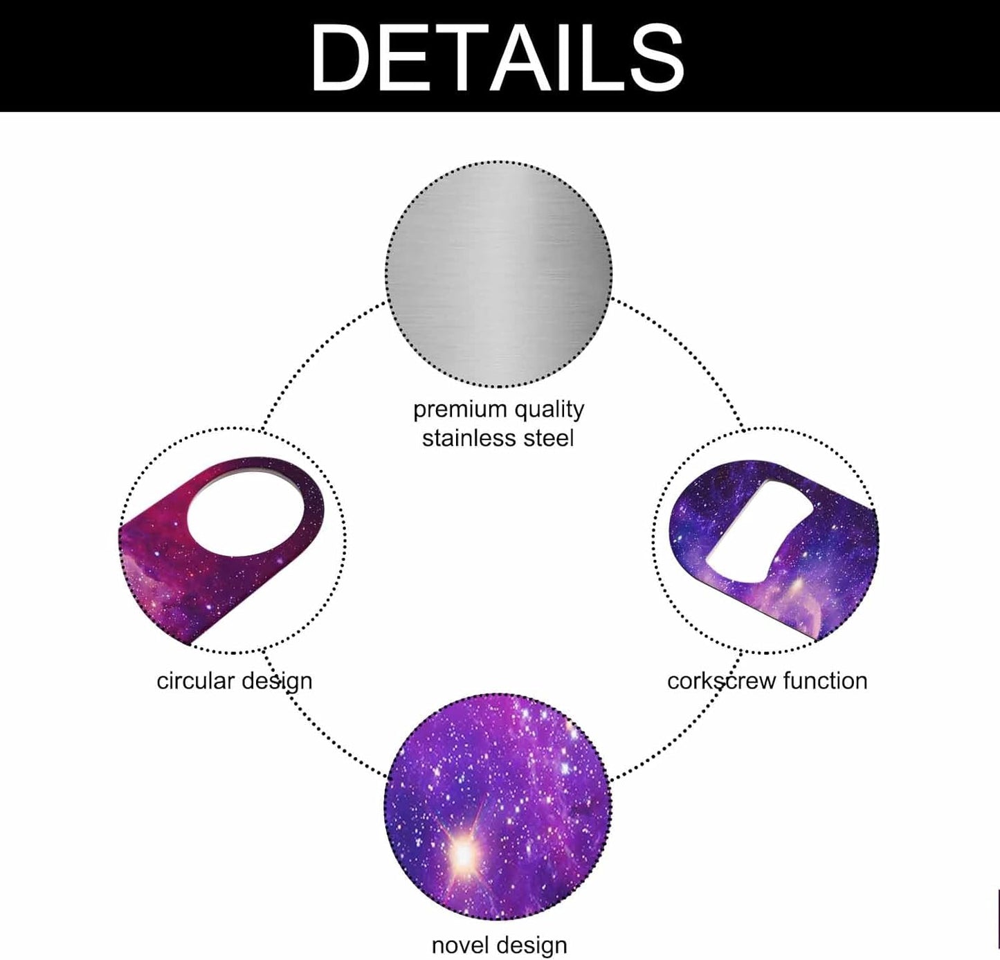 Galaxy Stainless Steel Bottle Opener Outer Space Universe Sky Stars Nebula Purple Flat Beer Bottle Opener Keychain for Home Kitchen Bar Restaurant Party Birthday Gift