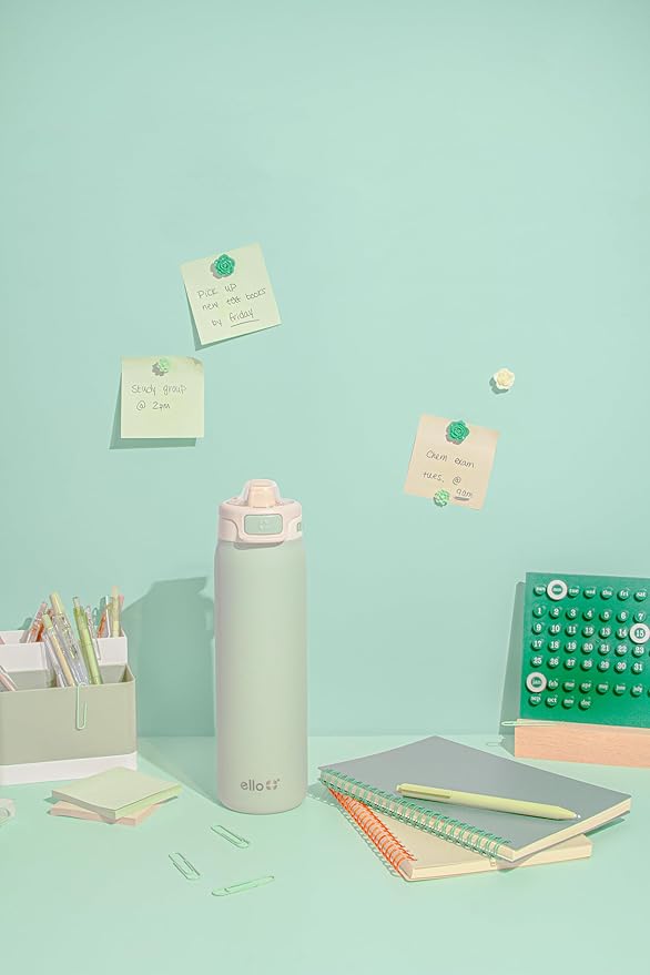 Ello Pop & Fill Stainless Steel Water Bottle with Quick Fill Technology, Double Walled Vacuum Insulated Metal, Leak Proof Locking Lid, Sip & Chug, BPA Free, Holiday Gift for Him Her, 22oz, 32oz, 40oz