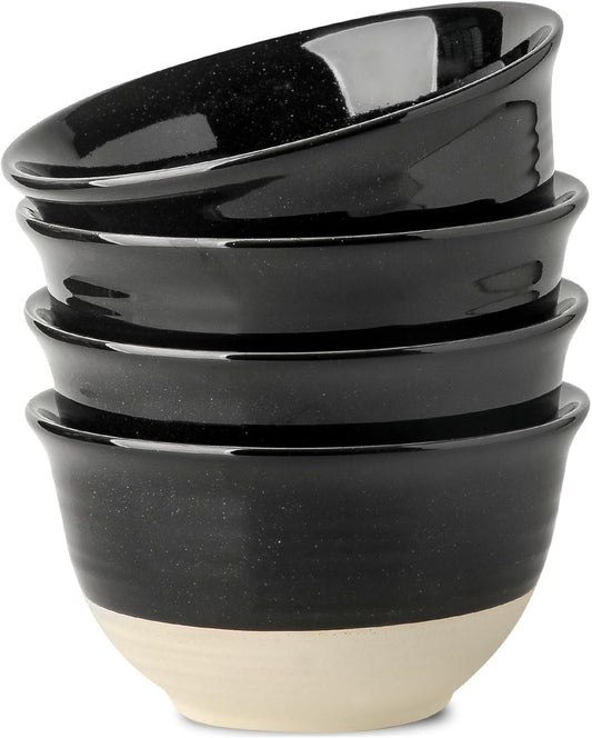 Hasense Ceramic Soup Bowls, 40 oz Large Salad Cereal Bowls Set of 4, Stackable Serving Bowls for Kitchen, Bowls for Pasta Ramen Noodle Pho, Dishwasher Microwave Safe, Gloss Black & Matte White