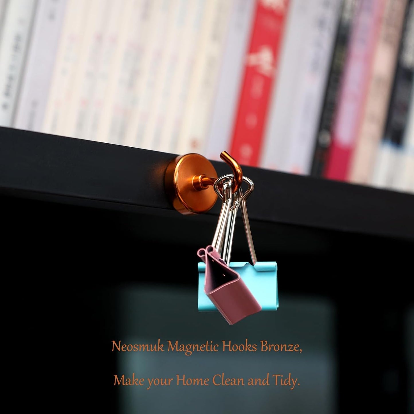 Neosmuk Magnetic Hooks Heavy Duty,Strong Magnet with Hook for Fridge, Super Neodymium Extra Strength Industrial Hooks for Hanging, Magnetic Hanger for Toolbox, Cruise, Grill(Bronze,10 Pack)