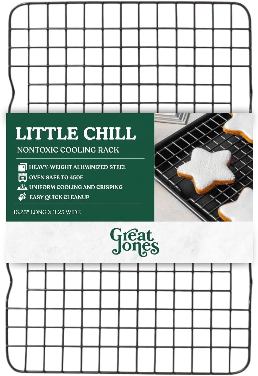 Great Jones Little Chill Wire Cooling Rack (Pepper) | Nonstick Baking Rack, Heavy-Duty Aluminized Steel | Fits Quarter-Sheet Pans for Cooking and Baking | Oven-Safe 450°F, Dishwasher-Friendly
