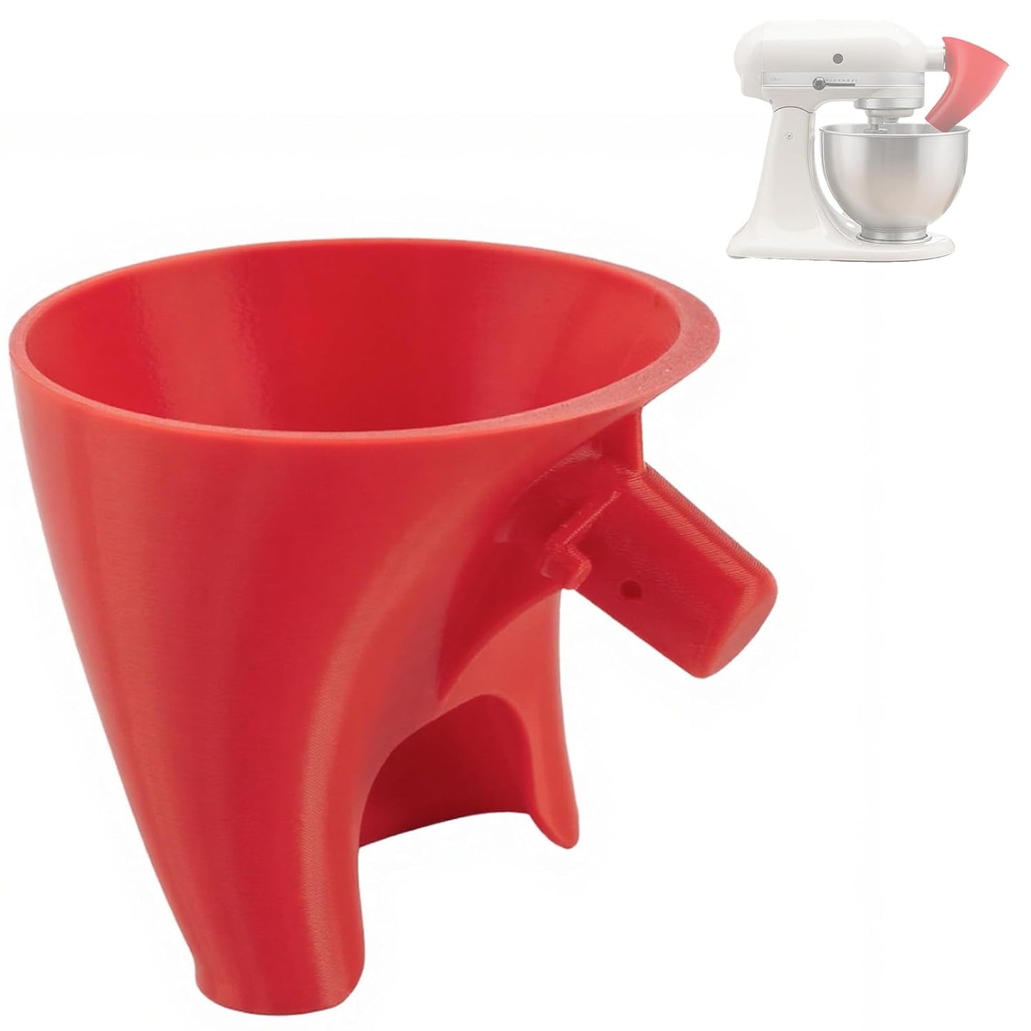 Flour Funnel for Kitchen Aid Stand Mixer, Plastic Funnel with Easy-Pour Attachment Fits KSM150 5-Quart Tilt-Head Mixers, Mess-Free Baking Accessory for Flour, Sugar, and Egg Liquid (RED1PCS)