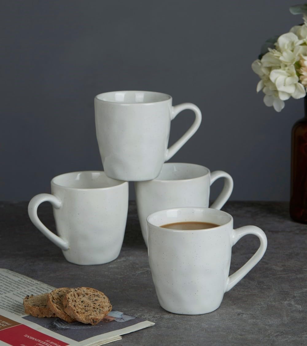 famiware Mars 4 Pieces Coffee Mug, 14 oz Tea Mug, Catering Mugs with Handle for Coffee, Tea, Cocoa, Milk, White