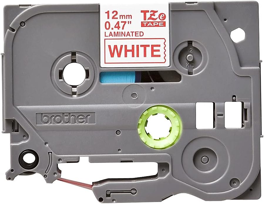 Brother Genuine P-Touch TZE-232 Tape, 1/2" (0.47 mm) Standard Laminated P-Touch Tape, Red on White Laminated for Indoor or Outdoor Use, Water-Resistant 26.2 ft (8m), Single-Pack