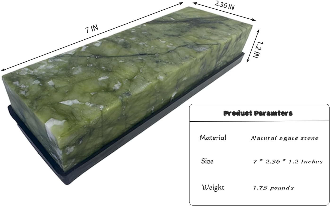 Natural Large Green Whetstone,Fine Polishing Stone, Suitable for Knives Polishing, Honing OilStone Sharpening Stone,7 * 2.36 * 1.2 In, Includes Bamboo Base