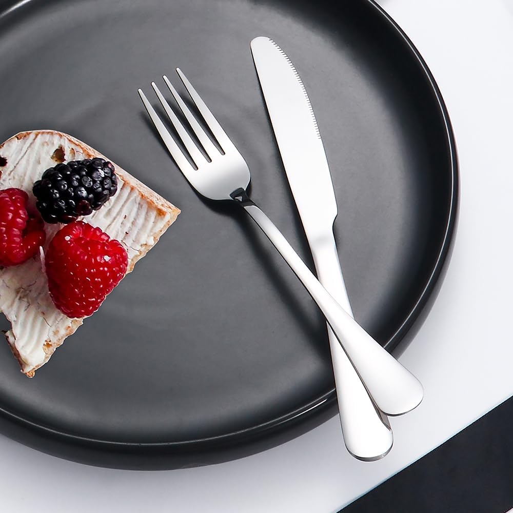 Flatware Set 30 Pcs Stainless Steel Utensil Sets Silverware Utensils for 6 People - Includes Forks Knives Spoons and Salad Forks - Dishwasher Safe Durable Tableware for Home Restaurant or Outdoor Use