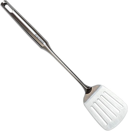 Stainless Steel Slotted Spatula,Cooking Utensil For Kitchen Use With Hollow Handle,Silver/14.9Inch
