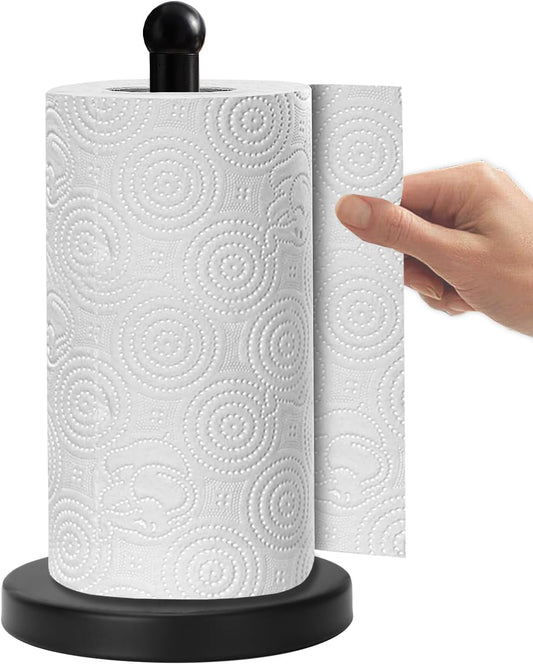 Noonext Paper Towel Holder Stand with Sturdy Base, Black Matte Paper Towel Holder Countertop (Black)