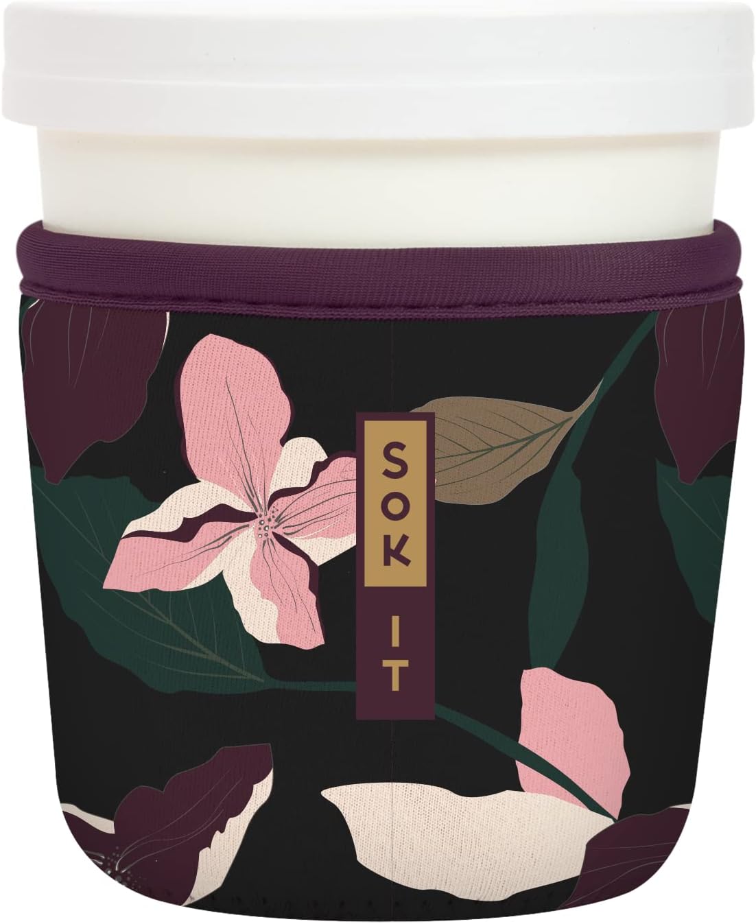 Sok It IceCreamSok Insulated Neoprene Cover (Modern Floral, Tapered Ice Cream Pints)