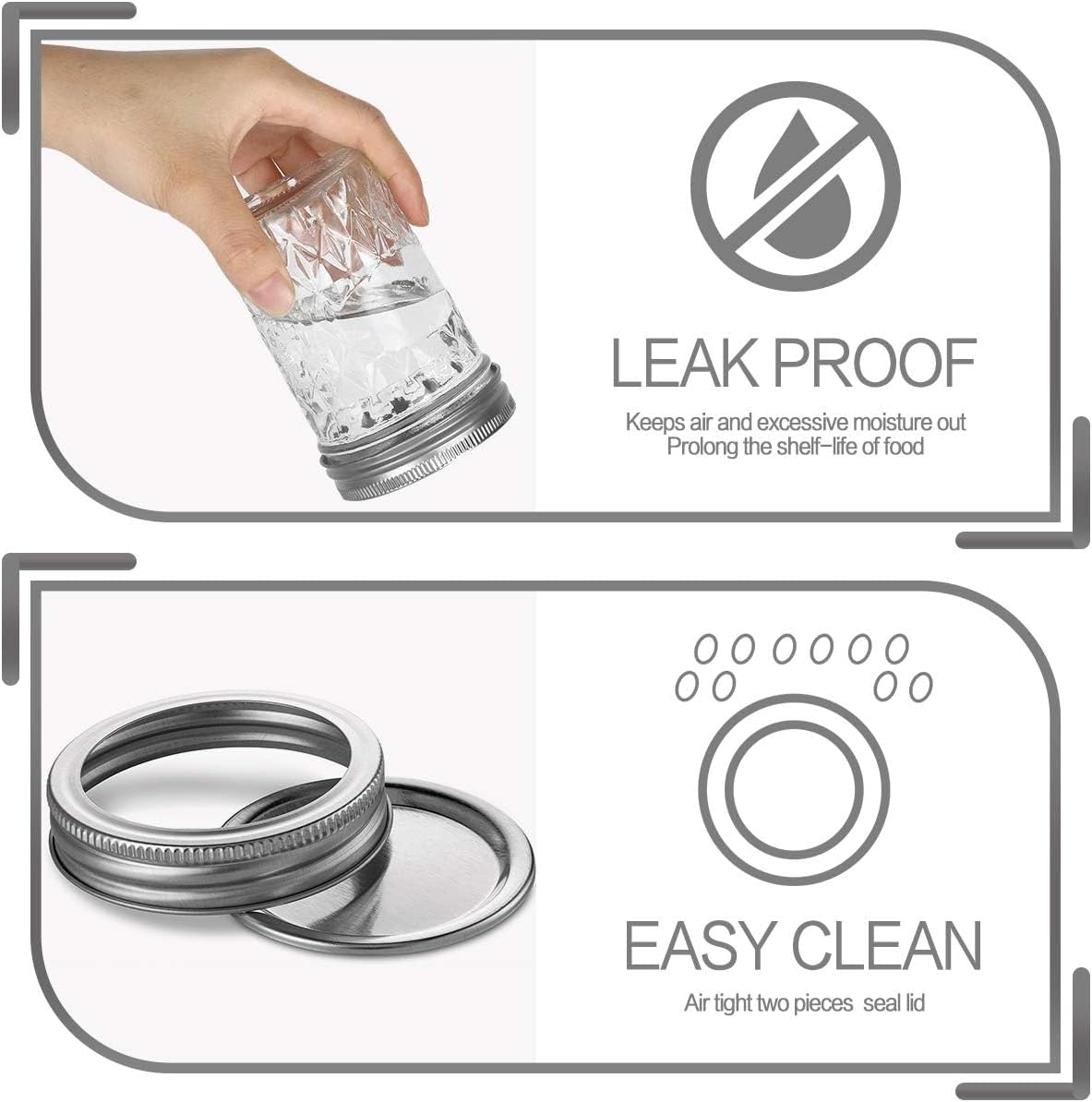 VERONES Mason Jars 8 OZ, 8 OZ Canning Jars Jelly Jars With Regular Lids, Ideal for Jam, Honey, Wedding Favors, Shower Favors, 15 PACK