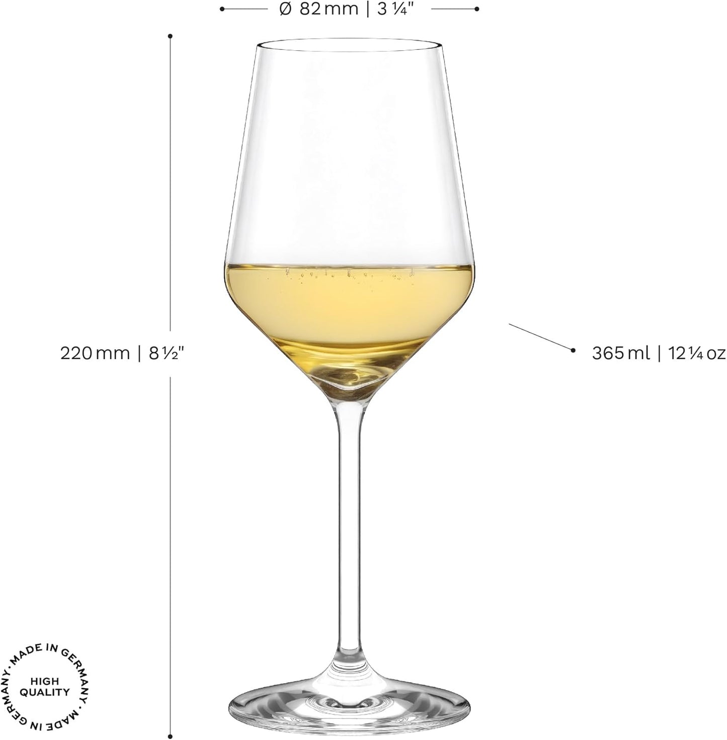 Stölzle Lausitz White Wine Glasses Set of 6 (Revolution). Dishwasher Safe, Lead-Free Crystal Luxury Wine Glass (12.25 fl oz). Durable Long Stem Wine Glasses - Genuine Stölzle Wine Glass Set