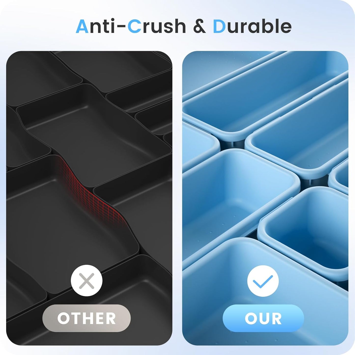 A-LuGei 【𝟮𝟮𝗣𝗖𝗦】 Plastic Sky Blue Desk Drawer Organizer, Bathroom Organizers and Storage, Makeup Organizer, Organization and Storage Bin Container for Vanity Office Utensils Tool Pantry Cosmetic