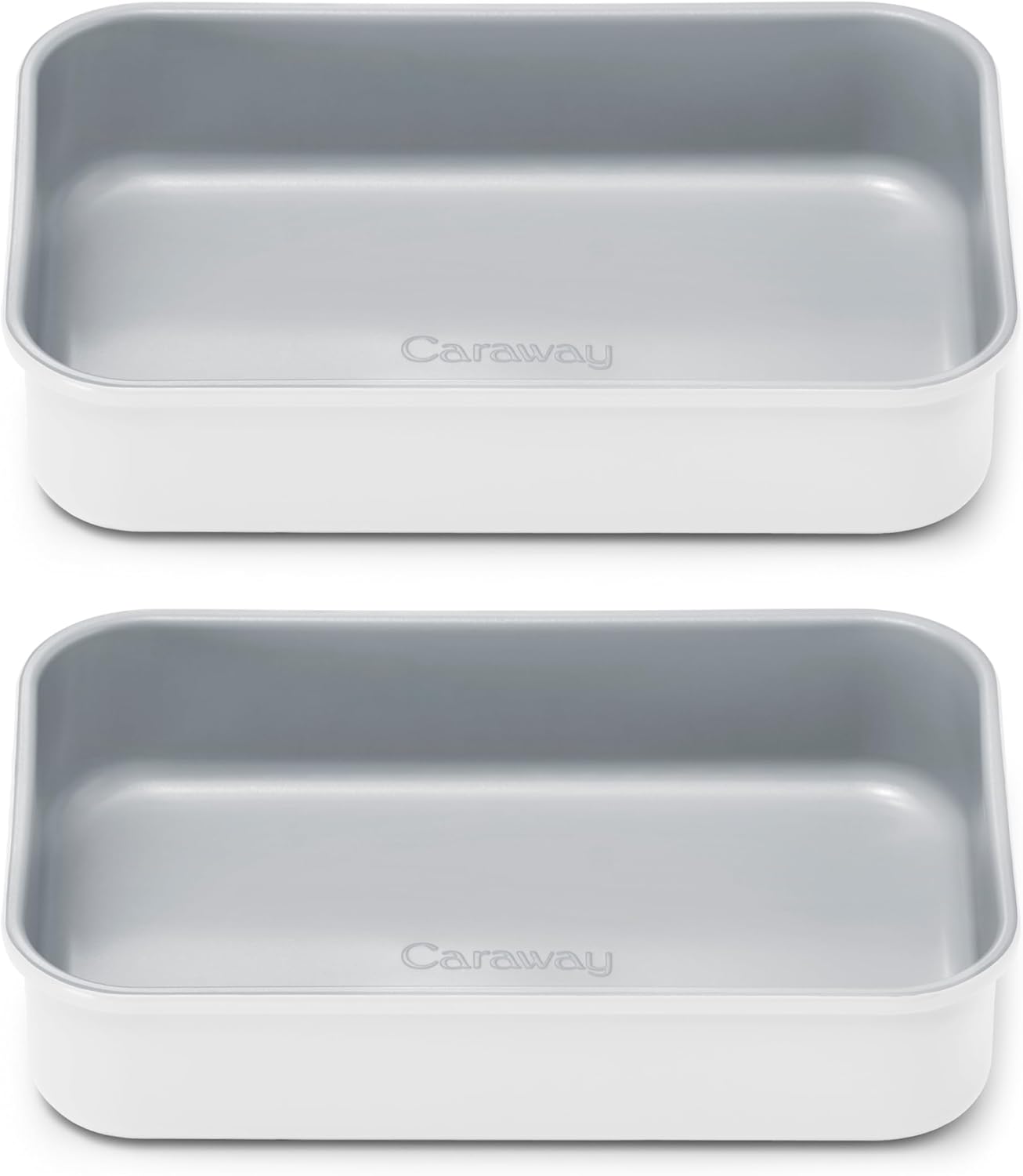 Caraway Nonstick 9” x 6.5” Small Rectangle Baking Pan Duo – Non-Toxic, PTFE & PFOA Free – Aluminized Steel Core – Deep Ceramic Baking Pan for Casseroles, Lasagna & More - White