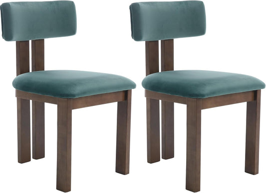 chairus Dining Chairs Set of 2 Velvet Diner Chairs Modern Wood Chairs for Kitchen and Dining Room, Green