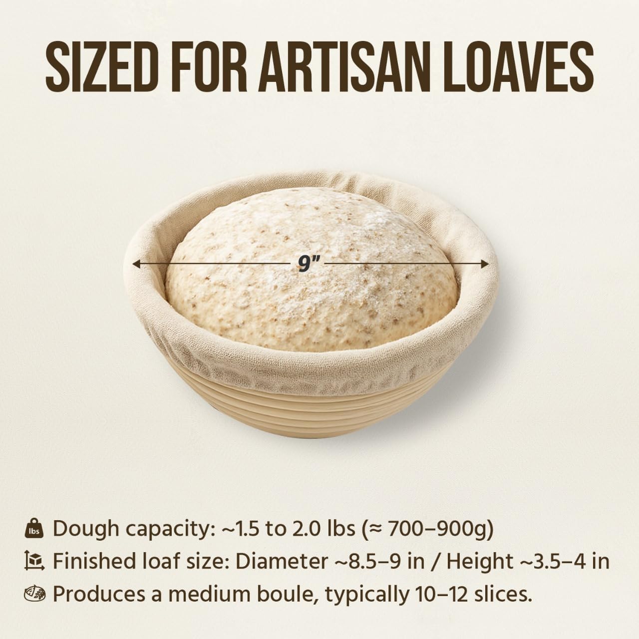 Trailblaze Banneton Bread Proofing Basket - Sourdough Bread Baking Supplies – Sourdough Starter Kit – Sourdough Proofing Basket Gift for Bakers - 2x Round Bread Baskets (9 Inch)