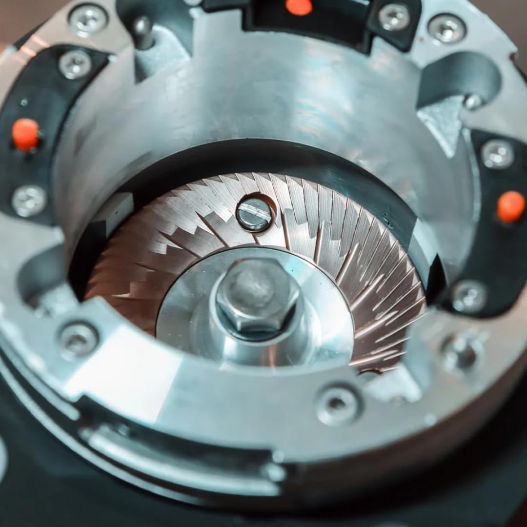 All Ground Burr Grinder/Coffee Grinder for Home/Burr Coffee Ginder/Electric Coffee Ginder/Coffee Bean Grinder - 64mm flat burrs with Container - Made in Italy (BLACK)