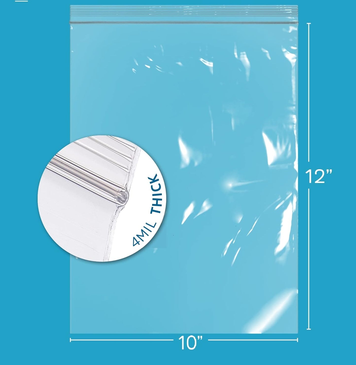 GPI - 10" x 12" - Bulk Pack of 1000, 4 Mil Thick, Heavy Duty, Clear Plastic Reclosable Freezer Zip Bags, Strong & Durable Poly Baggies with Resealable Zipper Top Lock.