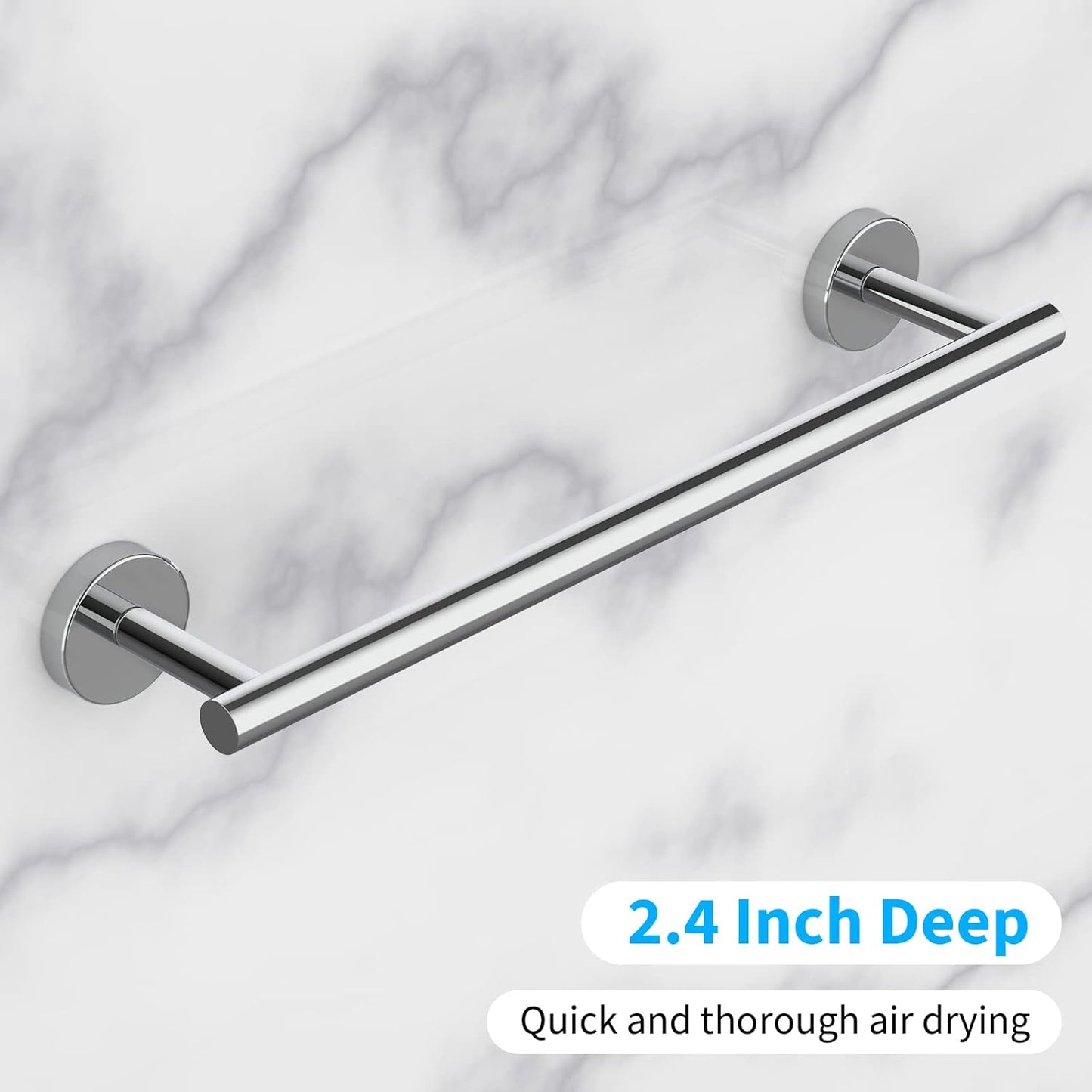 Cilee 2 Pieces Polished Chrome Bathroom Towel Bar, 24 Inch Double Towel Racks,Bathroom Towel Holder Towel Bar for Bathroom Stainless Steel Wall Mount