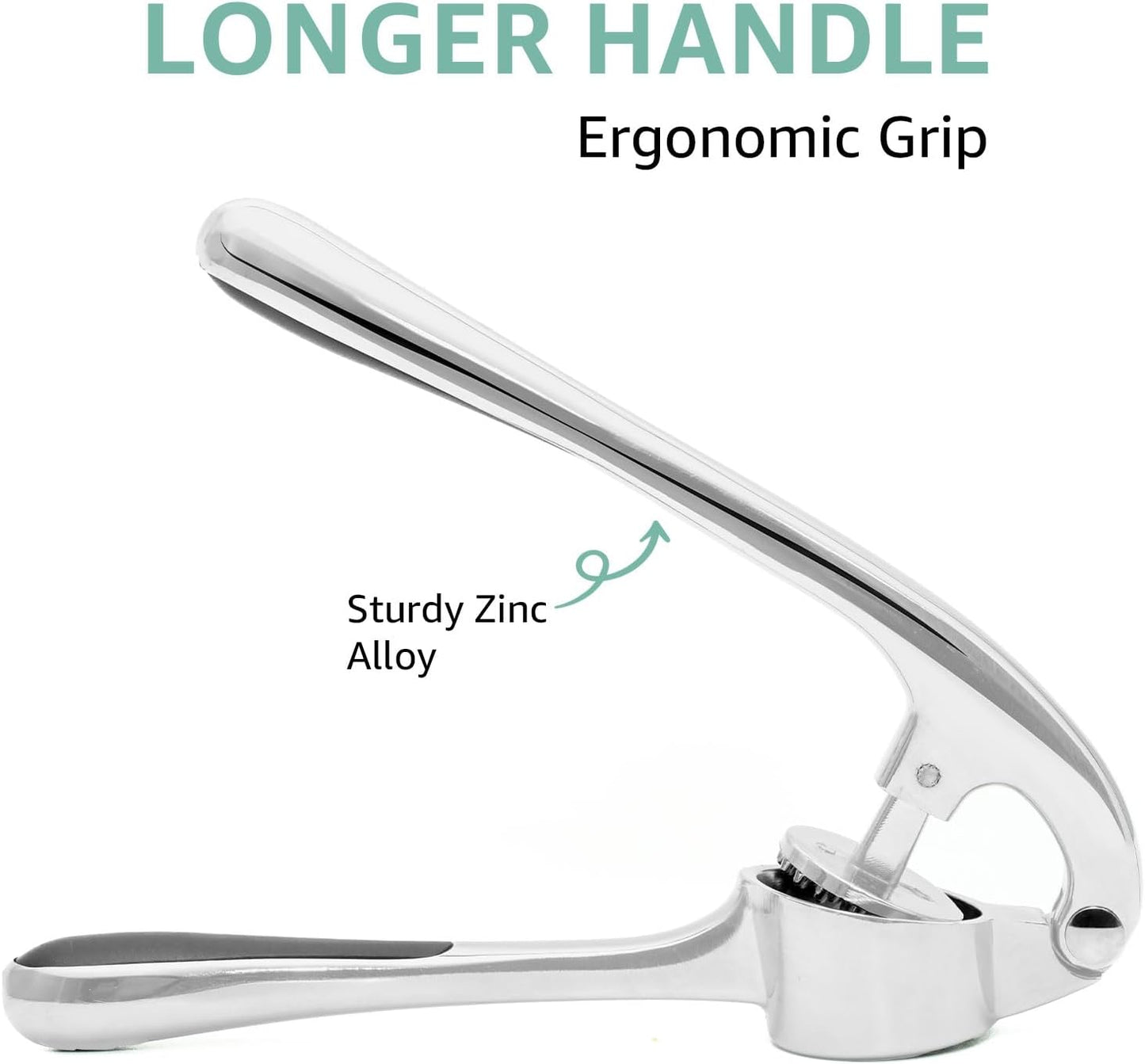 GD Premium Garlic Press Set – Rust-Proof Stainless Steel Garlic Mincer Tool – Easy-Squeeze, Easy-Clean with Soft Ergonomic Handle – Dishwasher Safe, Includes Silicone Peeler & Brush (Imperial Silver)