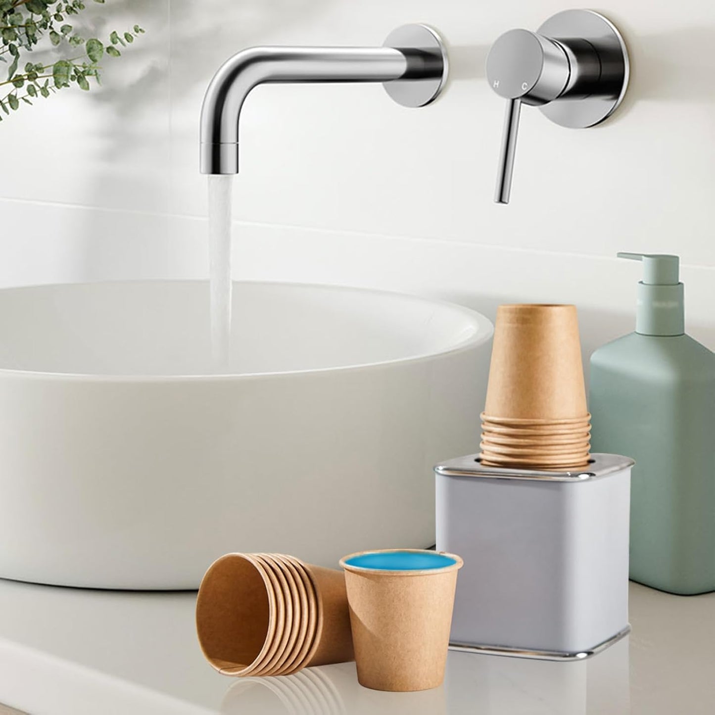 1200 Pack 3 oz Kraft Paper Cups, Disposable Bathroom Cups, Mini Mouthwash Cups, Hot/Cold Beverage Drinking Cup for Gargle Espresso Juice Medicine (Brown)