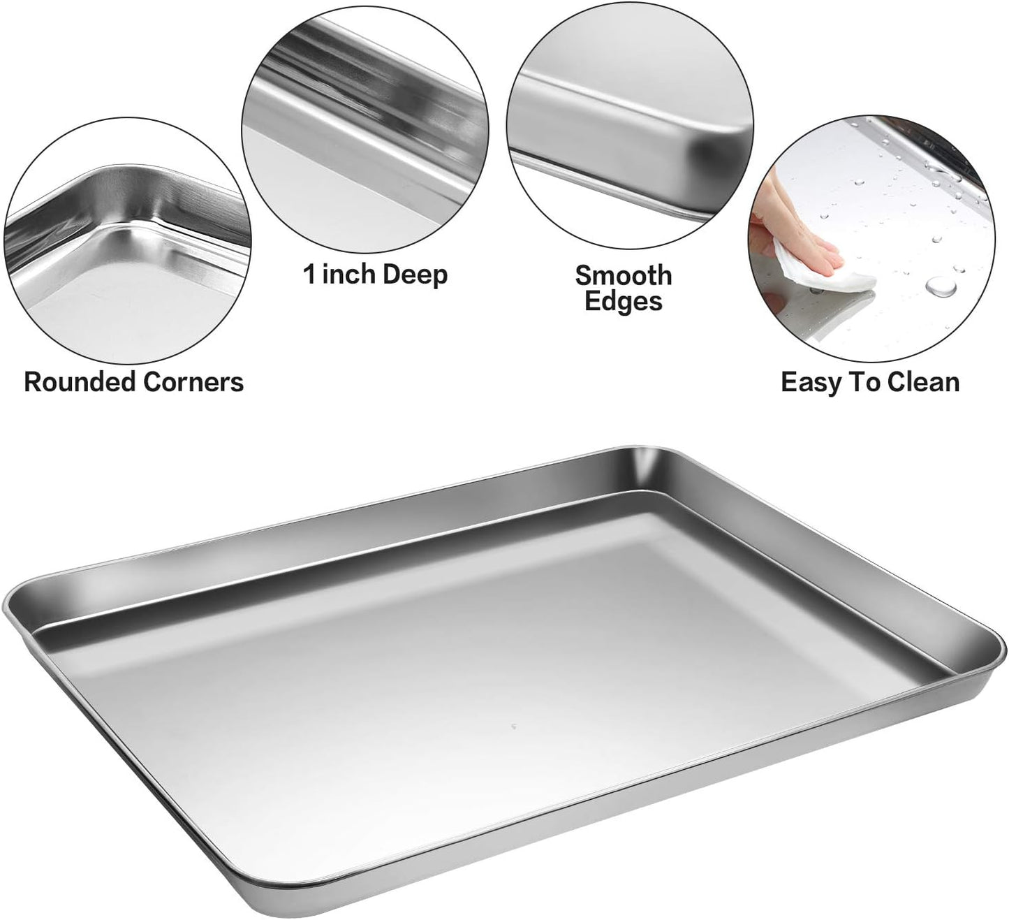 Stainless Steel Baking Sheet Tray Cooling Rack with Silicone Baking Mat Set, Cookie Pan with Cooling Rack, Set of 9 (3 Sheets + 3 Racks + 3 Mats), 10/12/16 Inch, Easy Clean