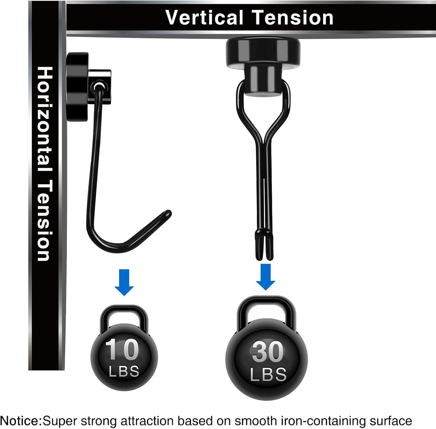 LOVIMAG Hooks, 30lbs+ Magnetic Magnet Hook 2025 Cruise Cabin Ship Essentials Heavy Duty Strong Refrigerator Fridge Hanging for Classroom Beach Vacation Kitchen Grills Home Mug Hanger (12 Pack), Black