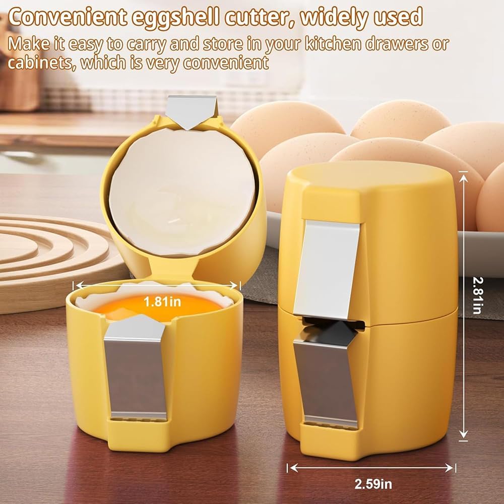 Egg Shell Opener Remover, Eggs Peeler Separator for Boiled and Raw Eggs, Stainless Steel Eggshell Cutter Kitchen Tools for Cooking and Breakfast Prep (Orange, 1 Pcs)