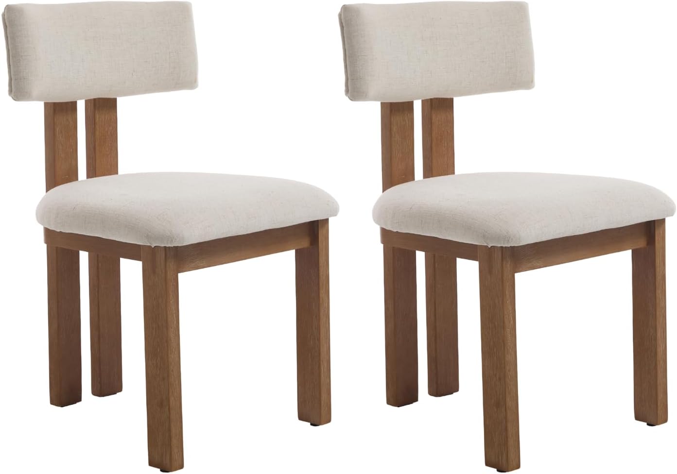 chairus Linen Dining Chairs Set of 2 Modern Farmhouse Kitchen Chairs with Open Low Back Upholstered Wood Side Chairs for Dining Room, Restaurant, Living Room, White