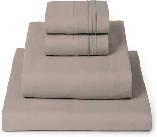 Mellanni Full Sheets Set - 4 PC Iconic Collection Bedding - Hotel Luxury, Extra Soft, Cooling Bed Sheets - Wrinkle, Fade, Stain Resistant (Full, Tan)