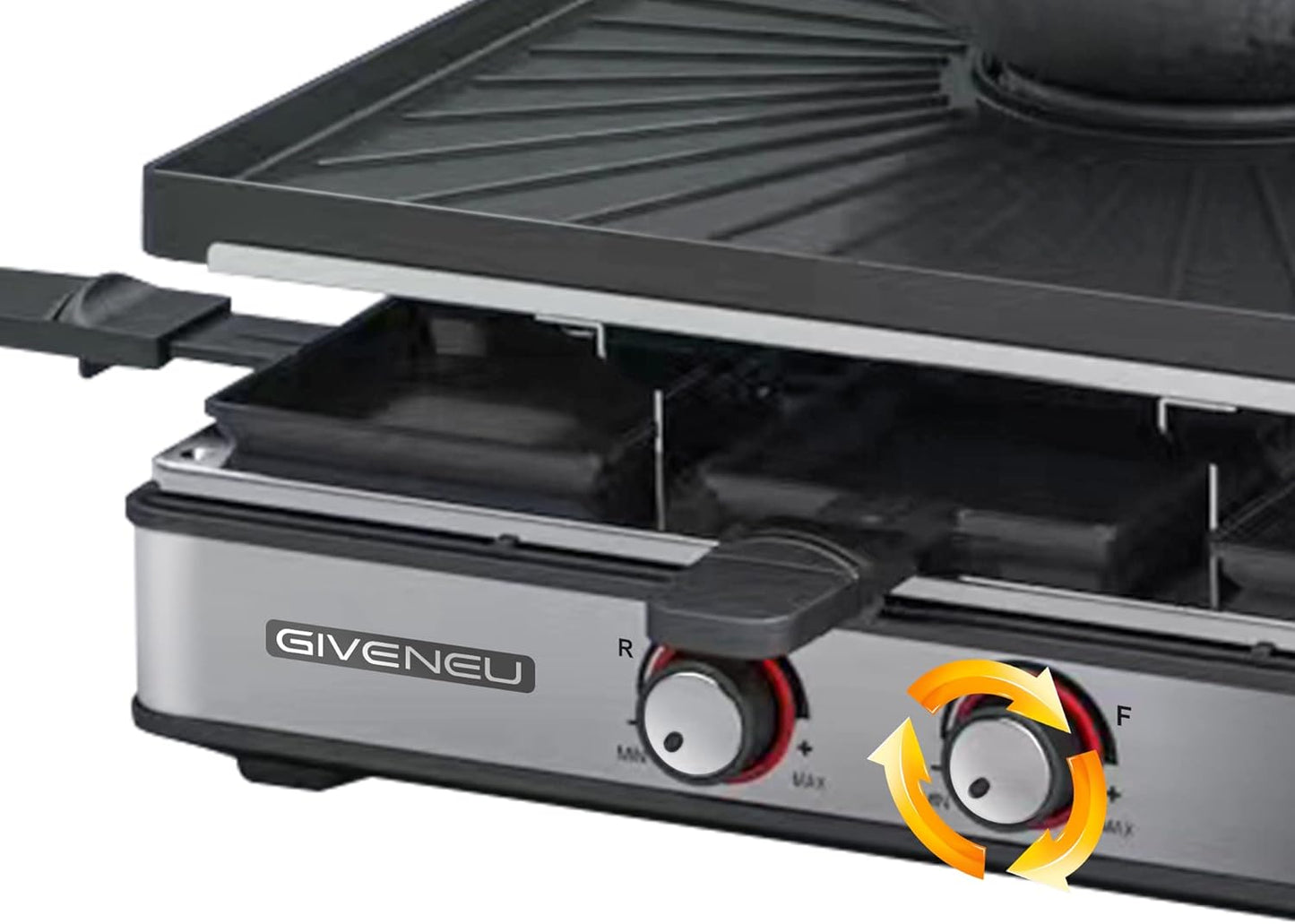 Electric Fondue Pot Set, 600ML Fondue Pot with Grill Plate, 8 Color-Coded Forks, 8 Non-Stick Pans, Dual Thermostat Fondue Grill Combo for Chocolate, Cheese, Grilling