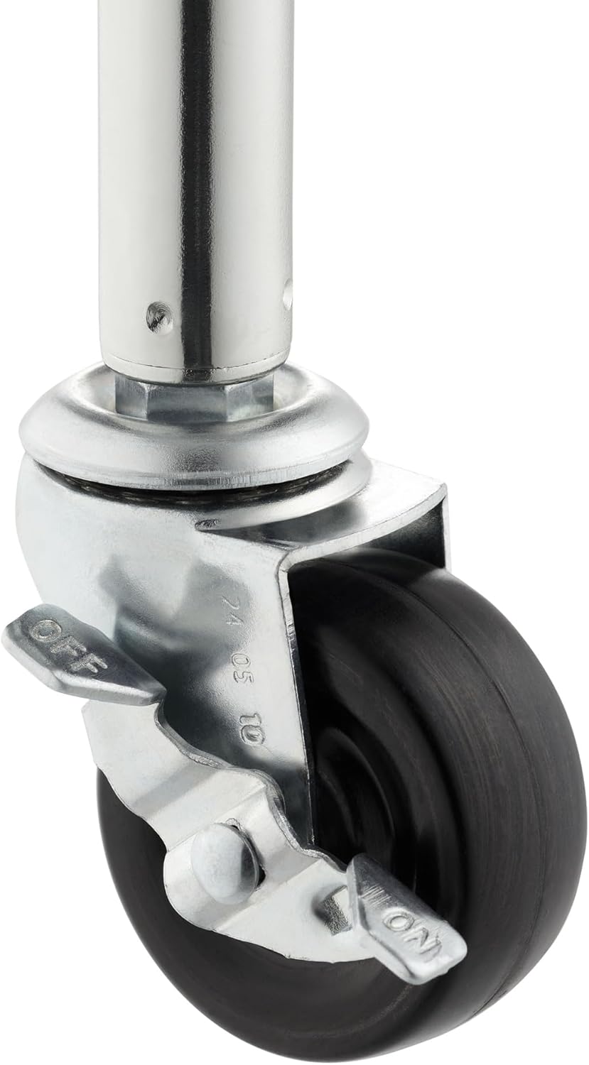 5-Tier Adjustable Wire Shelving with Wheels, Corner Wire Shelf Rack for Kitchen Organization, Garage Storage, 400 to 2000lb Capacity, NSF Certified, 27”x27 x18”x72”, EcoStorage Chrome