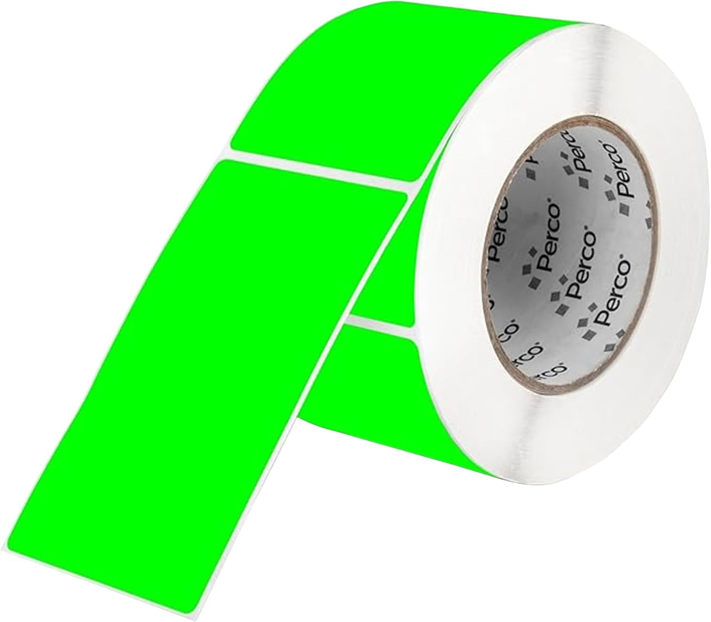 Perco Fluorescent Green Labels 3x5 Inch 500 Stickers/Roll with Easy Peel Perforation and Strong Adhesion for Inventory Management, Color Coding, Moving Boxes, Retail, Organizing & Crafts – Made in USA