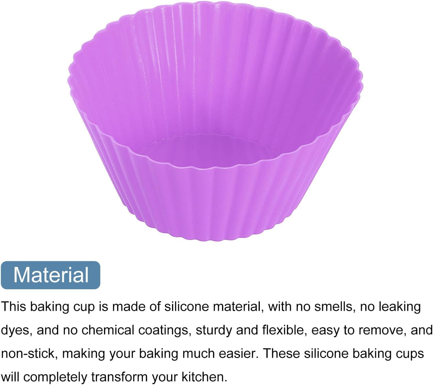 uxcell 36Pcs Silicone Cupcake Liners, Non-Stick Baking Cups, for Cooking Eggs, Baking Muffins and Make a Cake(Purple)