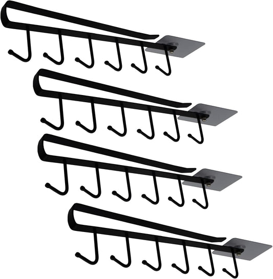 eywlwaar Mug Cups Cabinet Mug Hooks Kitchen Storage Hanging Hooks (4 Pack-Black)