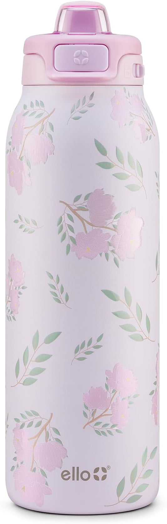 Ello Pop & Fill Stainless Steel Water Bottle with Quick Fill Technology, Double Walled Vacuum Insulated Metal, Leak Proof Locking Lid, Sip & Chug, BPA Free, Holiday Gift for Him Her, 22oz, 32oz, 40oz