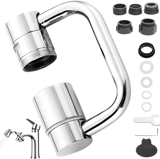 Rotatable Faucet Aerator,1080° Swivel Faucet Extender,Heavy Duty Rotating Sink Extension, Universal Swivel Multifunctional Robotic Arm,2 Spray Modes for Kitchen & Bathroom