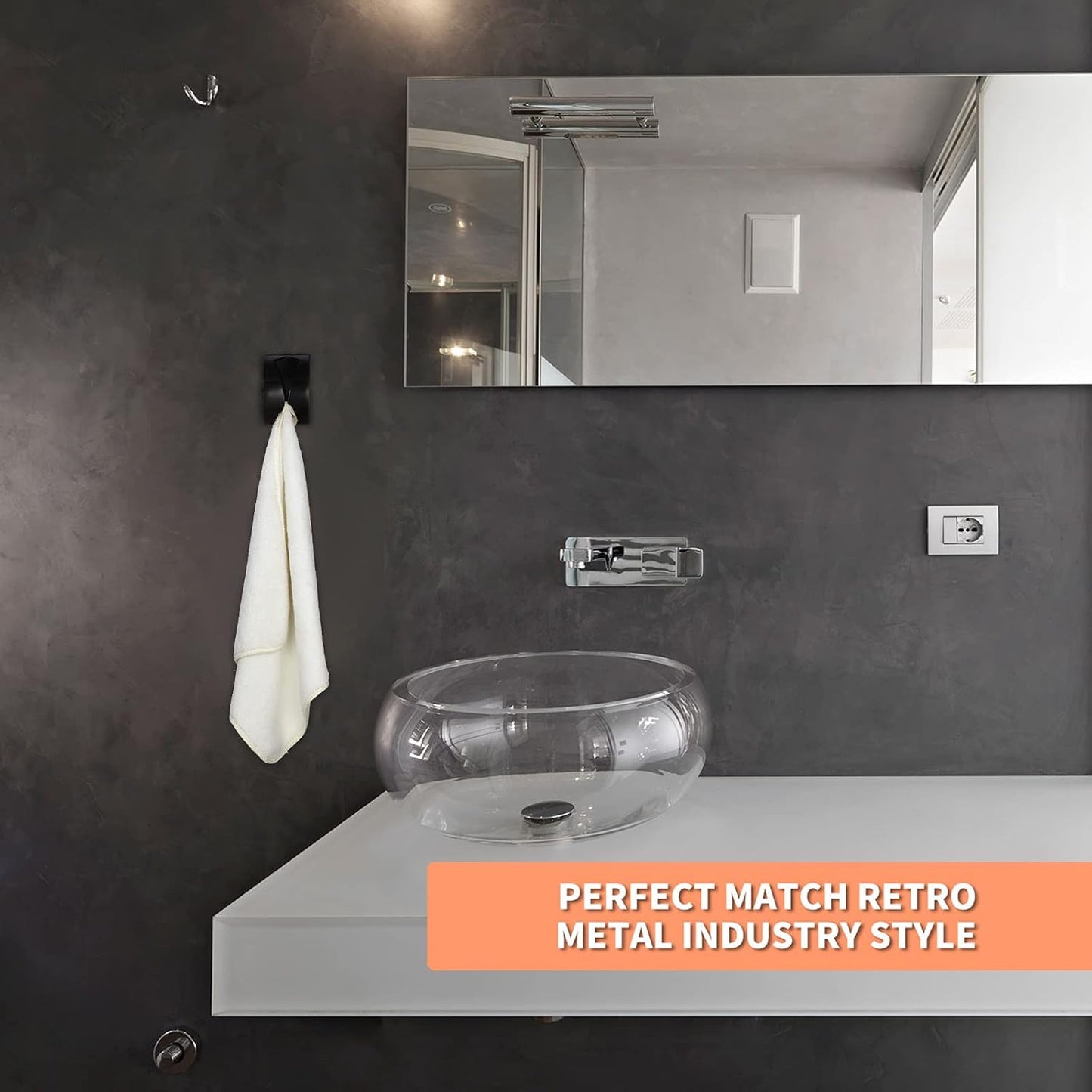 Boao 4 Pcs Self Adhesive Towel Hook Holder Grabber Stainless Steel Kitchen Dish Towel Hook Wall Mount Non Drilling Hangers Rack Hand Tea Holders for Bathroom Accesories Kitchen Gadgets (Black)