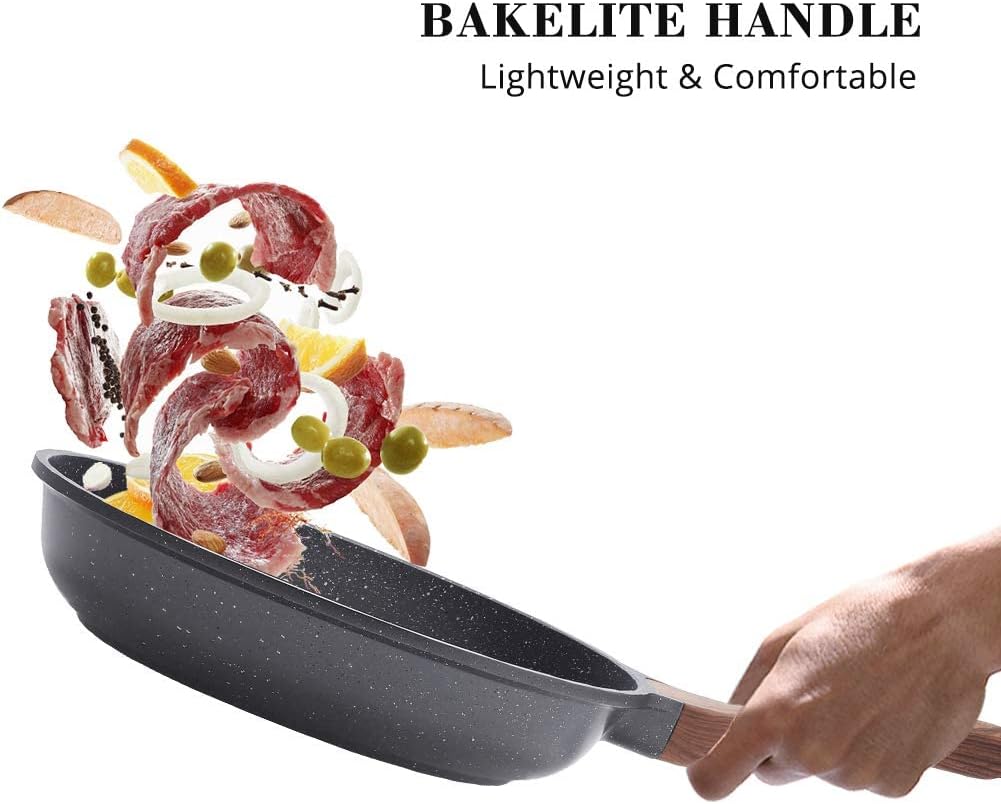 SENSARTE Nonstick Frying Pan Skillet, Swiss Granite Coating Omelette Pan, Healthy Stone Cookware Chef's Pan, PFOA Free (8/9.5/10/11/12.5 Inch) (11 Inch)