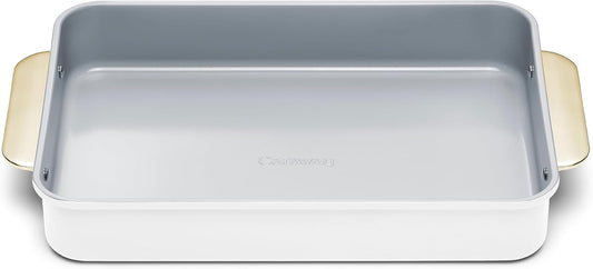 Caraway Non-Stick Ceramic 9”x13” Rectangle Pan - Naturally Slick Ceramic Coating - Non-Toxic, PTFE & PFOA Free - Perfect for Brownies, Lasagnas, and More - White