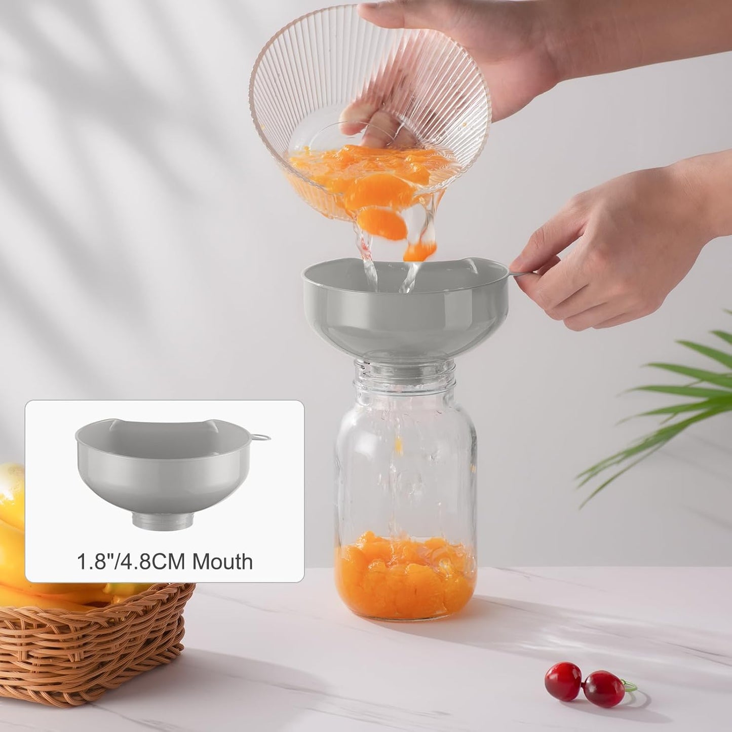 Pisol Wide Mouth Funnels for Kitchen Use, Versatile Food Grade Funnels for Filling Bottles, Plastic Cooking Funnel Set with Strainer, Large Long Neck Funnel for Canning, Mason Jar, Shampoo, Liquids