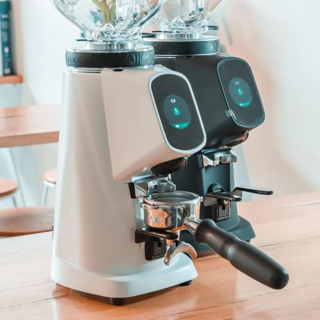 All Ground Burr Grinder/Coffee Grinder for Home/Burr Coffee Ginder/Electric Coffee Ginder/Coffee Bean Grinder - 64mm flat burrs with Container - Made in Italy (BLACK)