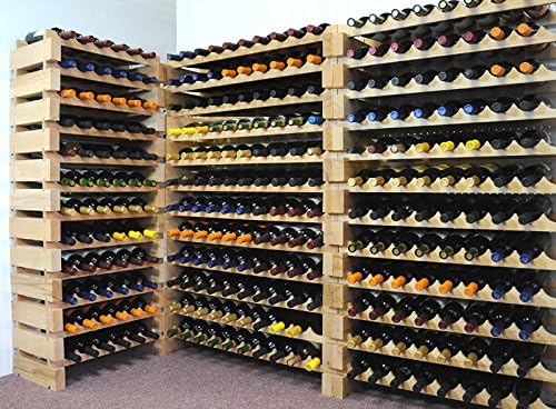 Modular Wine Rack Beechwood 40-120 Bottle Capacity 10 Bottles Across up to 12 Rows Newest Improved Model (100 Bottle - 10 Rows)
